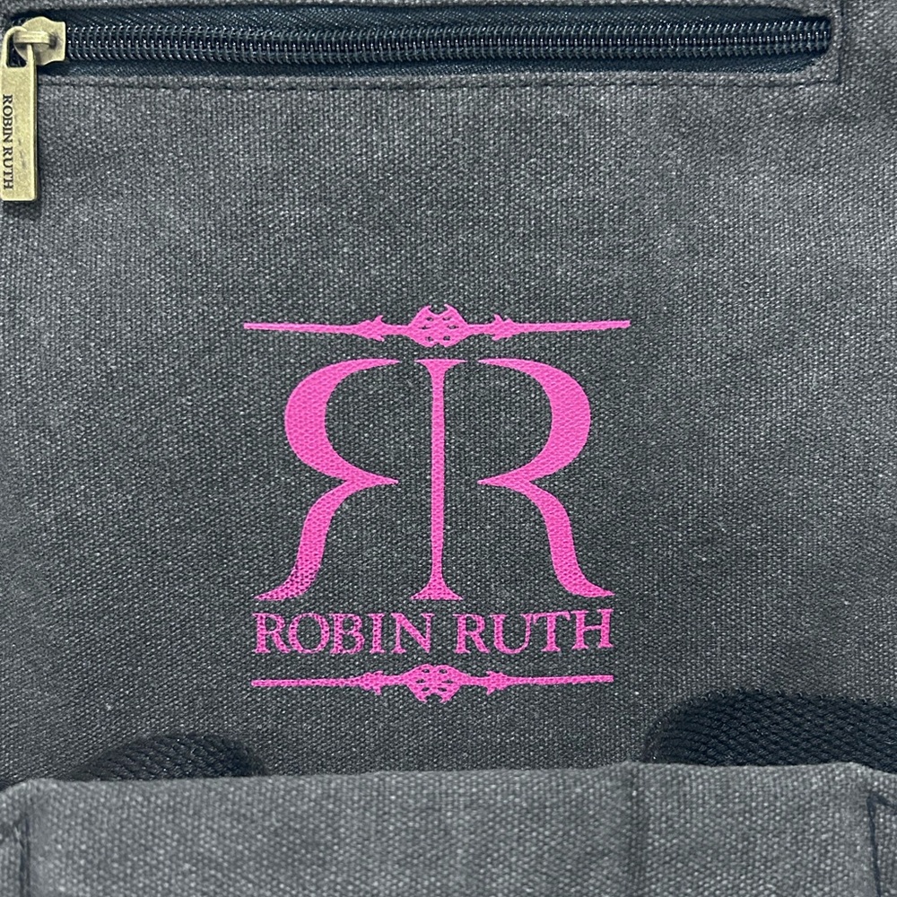 Robin Ruth Dark Gray Canvas Messenger Crossbody  Bag Pocket Zippers Snap Closure - Picture 5 of 16